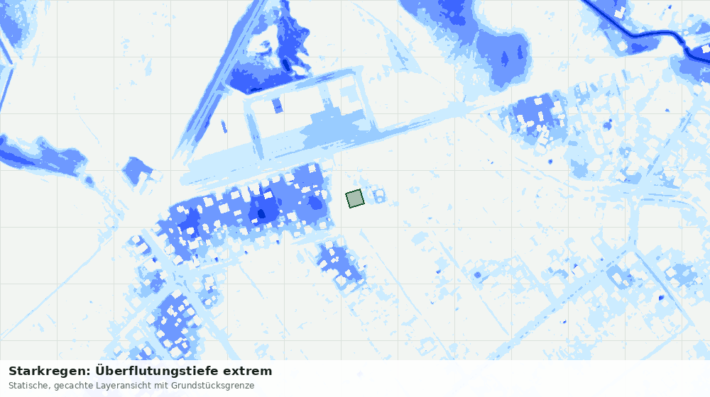 Statische Kartenansicht: Starkregen: Überflutungstiefe extrem