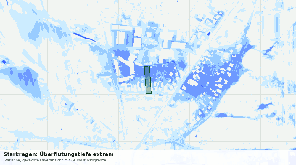 Statische Kartenansicht: Starkregen: Überflutungstiefe extrem