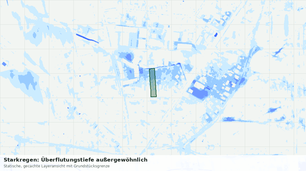 Statische Kartenansicht: Starkregen: Überflutungstiefe außergewöhnlich