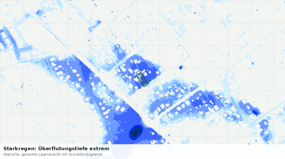 Statische Kartenansicht: Starkregen: Überflutungstiefe extrem