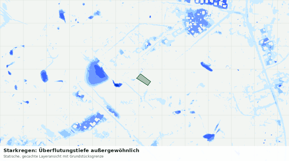 Statische Kartenansicht: Starkregen: Überflutungstiefe außergewöhnlich