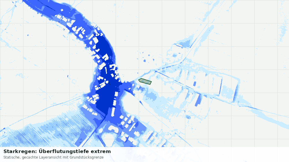 Statische Kartenansicht: Starkregen: Überflutungstiefe extrem