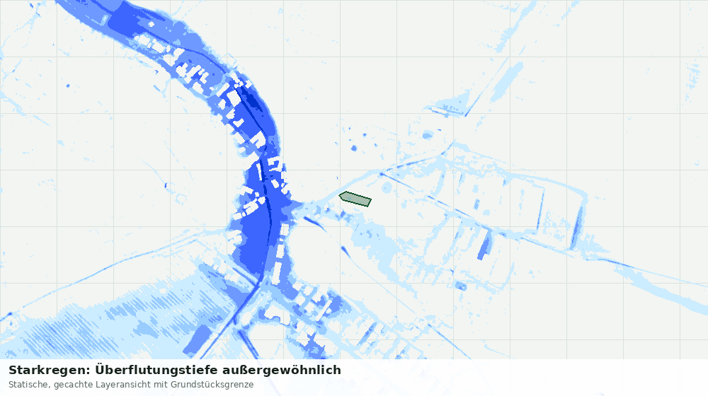 Statische Kartenansicht: Starkregen: Überflutungstiefe außergewöhnlich