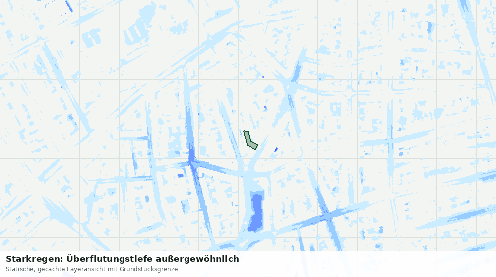 Statische Kartenansicht: Starkregen: Überflutungstiefe außergewöhnlich