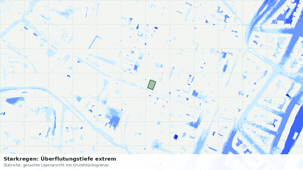 Statische Kartenansicht: Starkregen: Überflutungstiefe extrem