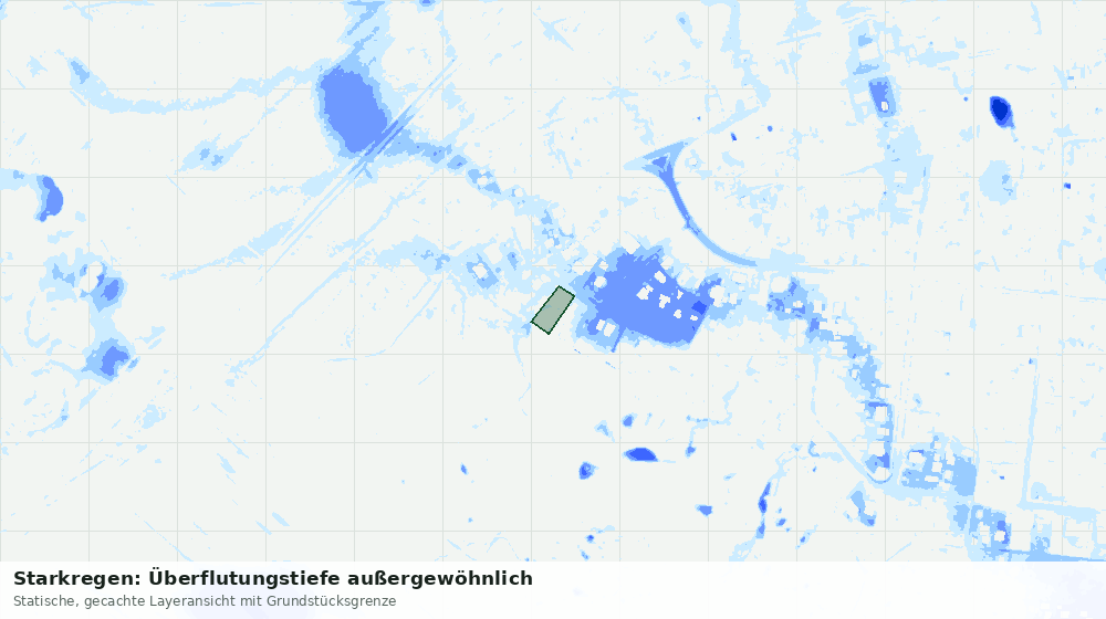 Statische Kartenansicht: Starkregen: Überflutungstiefe außergewöhnlich