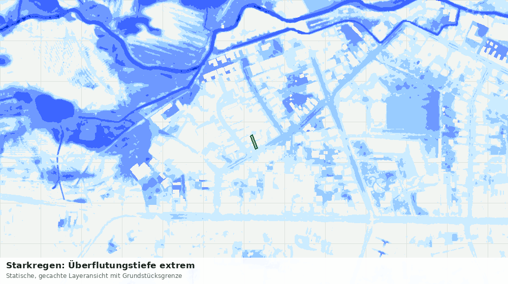 Statische Kartenansicht: Starkregen: Überflutungstiefe extrem