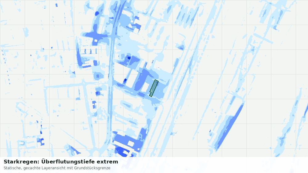Statische Kartenansicht: Starkregen: Überflutungstiefe extrem