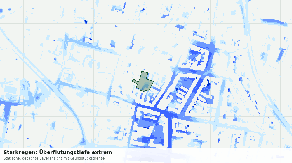 Statische Kartenansicht: Starkregen: Überflutungstiefe extrem