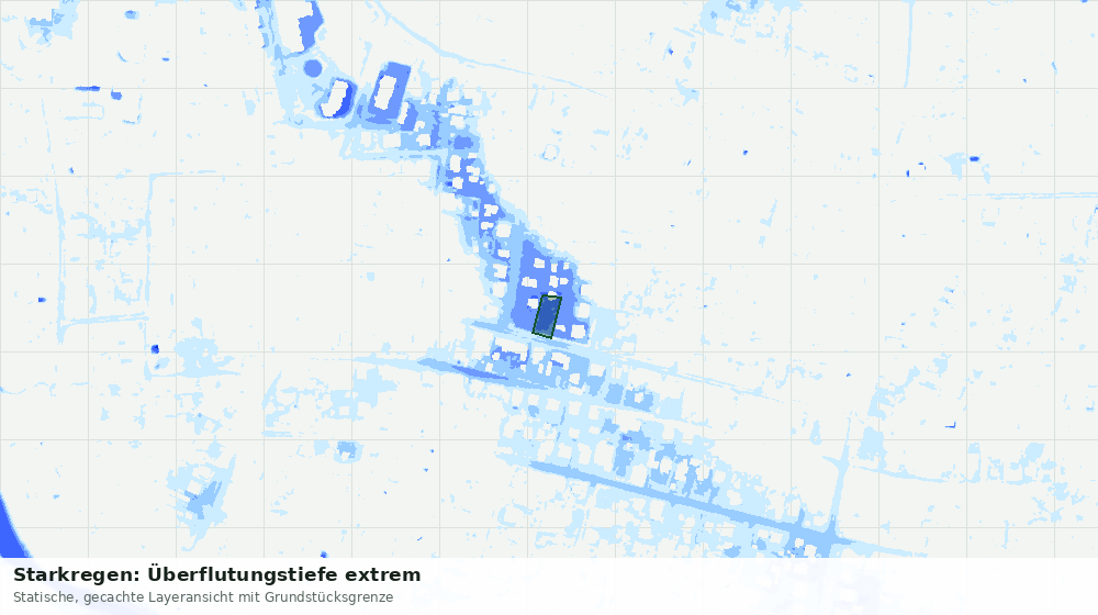 Statische Kartenansicht: Starkregen: Überflutungstiefe extrem