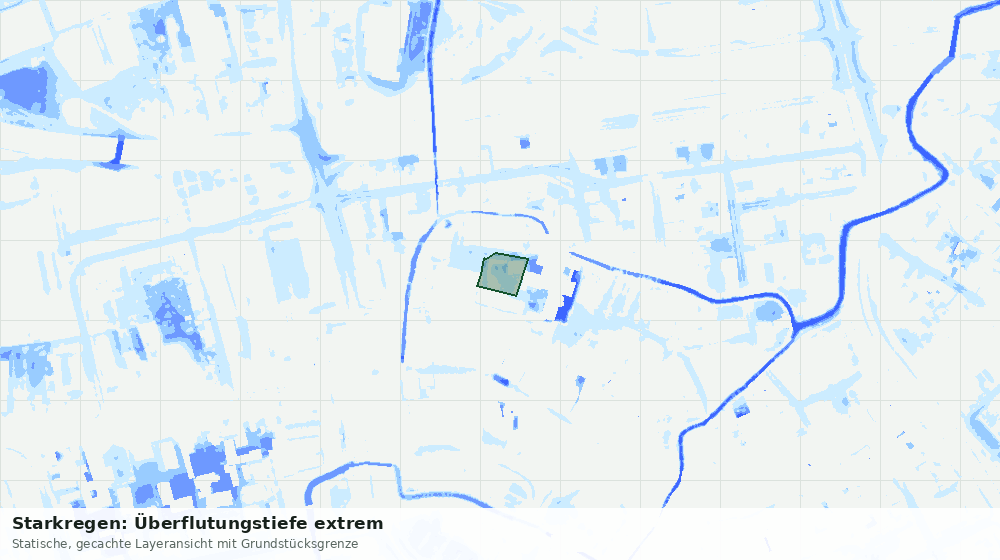 Statische Kartenansicht: Starkregen: Überflutungstiefe extrem