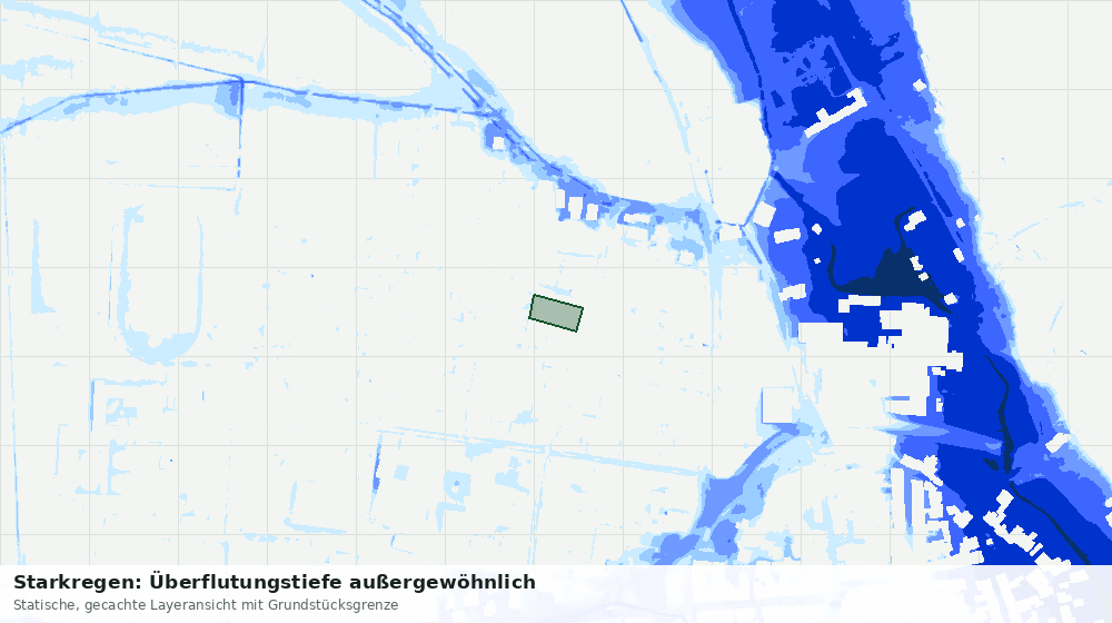 Statische Kartenansicht: Starkregen: Überflutungstiefe außergewöhnlich