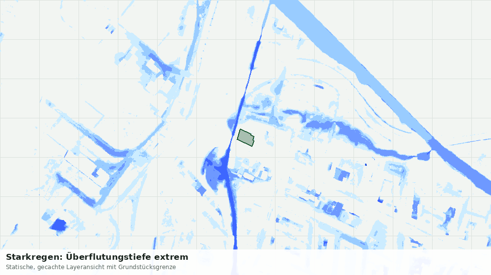 Statische Kartenansicht: Starkregen: Überflutungstiefe extrem