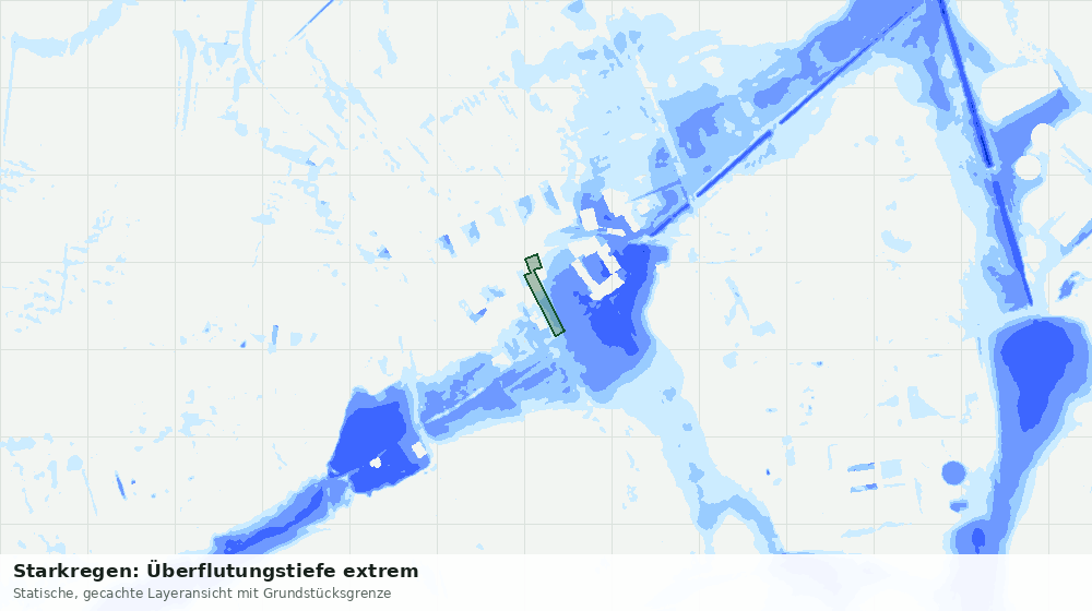 Statische Kartenansicht: Starkregen: Überflutungstiefe extrem