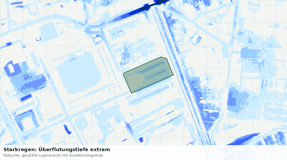 Statische Kartenansicht: Starkregen: Überflutungstiefe extrem