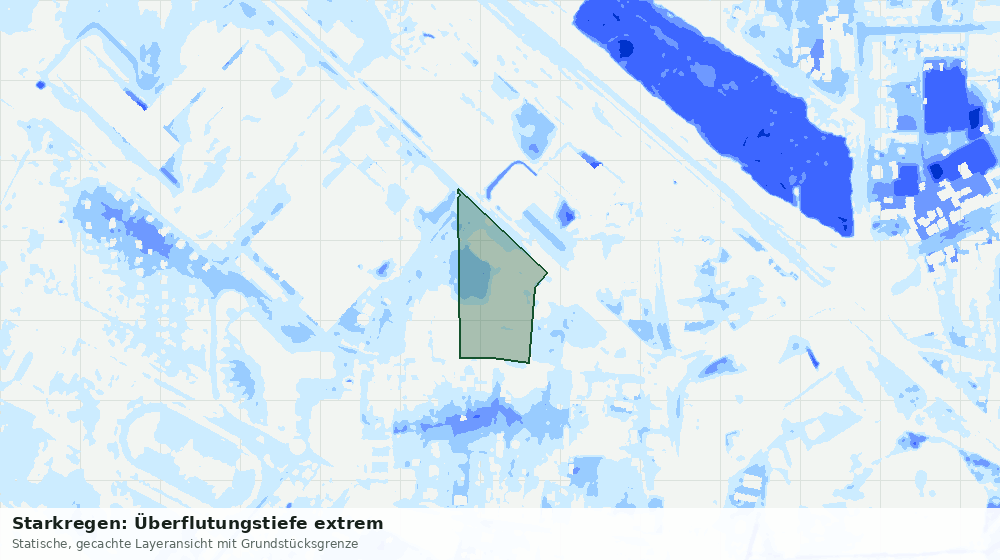 Statische Kartenansicht: Starkregen: Überflutungstiefe extrem