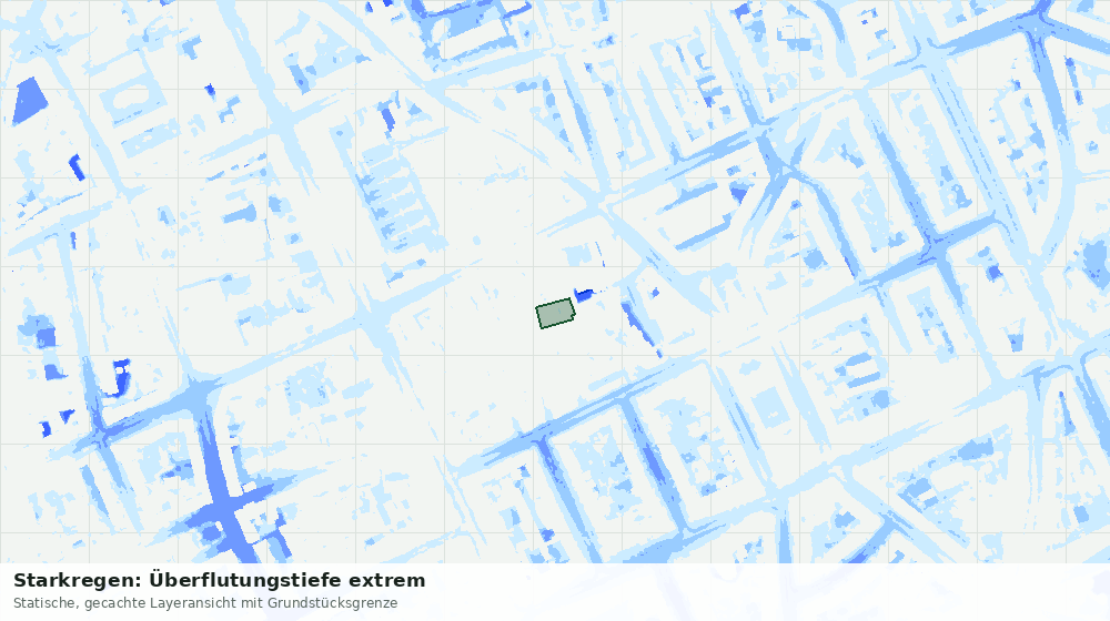 Statische Kartenansicht: Starkregen: Überflutungstiefe extrem