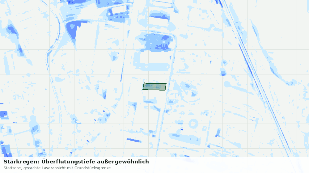 Statische Kartenansicht: Starkregen: Überflutungstiefe außergewöhnlich