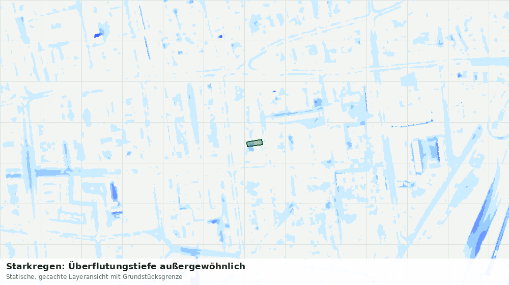 Statische Kartenansicht: Starkregen: Überflutungstiefe außergewöhnlich