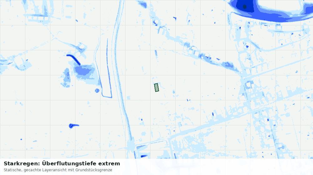 Statische Kartenansicht: Starkregen: Überflutungstiefe extrem