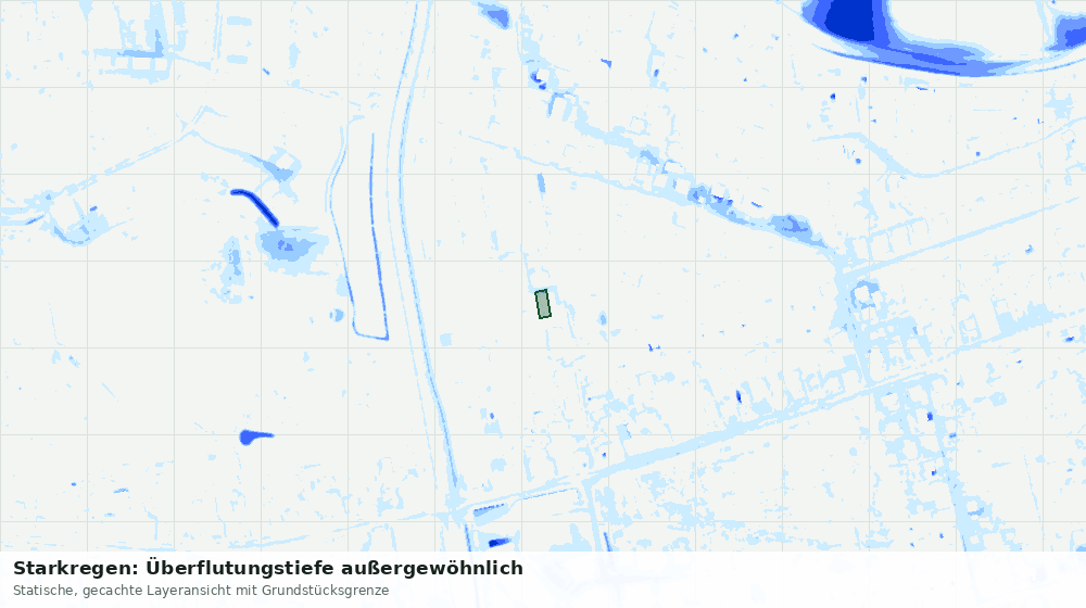 Statische Kartenansicht: Starkregen: Überflutungstiefe außergewöhnlich