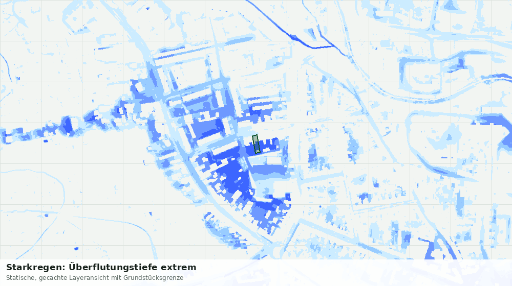 Statische Kartenansicht: Starkregen: Überflutungstiefe extrem
