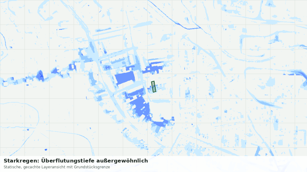 Statische Kartenansicht: Starkregen: Überflutungstiefe außergewöhnlich