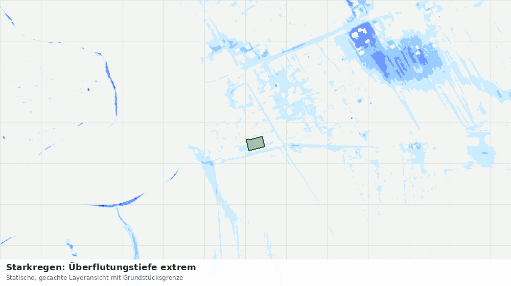 Statische Kartenansicht: Starkregen: Überflutungstiefe extrem
