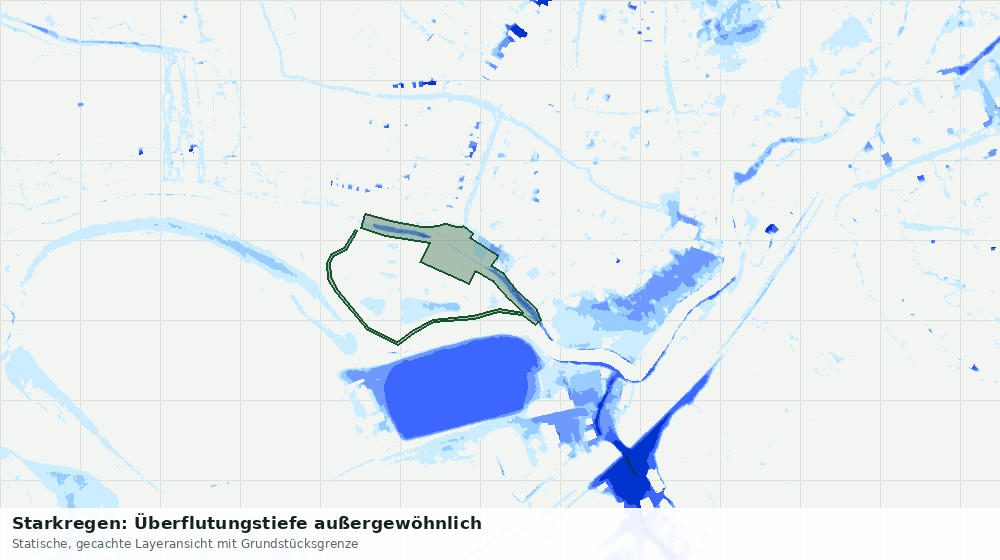 Statische Kartenansicht: Starkregen: Überflutungstiefe außergewöhnlich