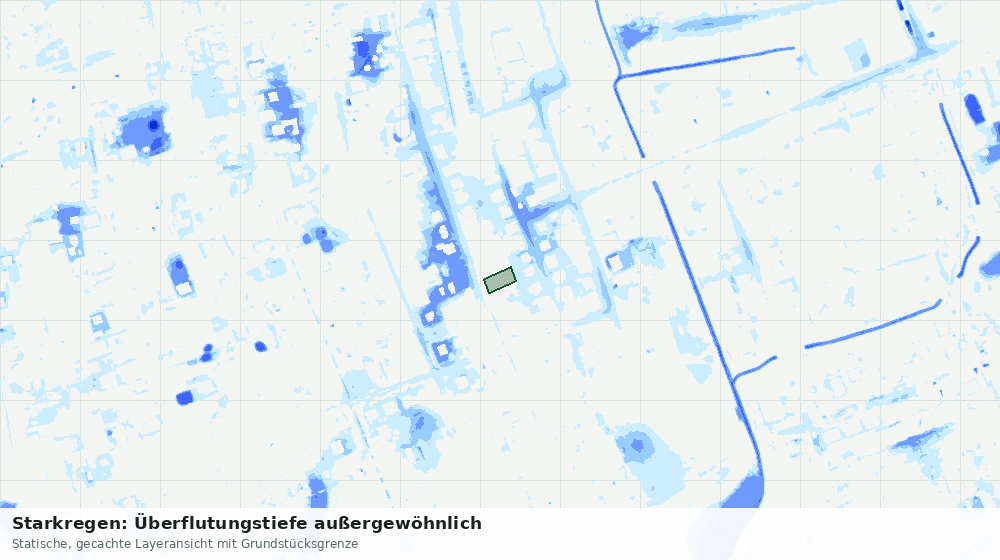 Statische Kartenansicht: Starkregen: Überflutungstiefe außergewöhnlich