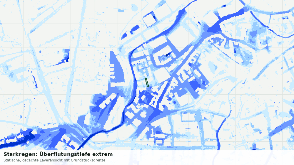 Statische Kartenansicht: Starkregen: Überflutungstiefe extrem