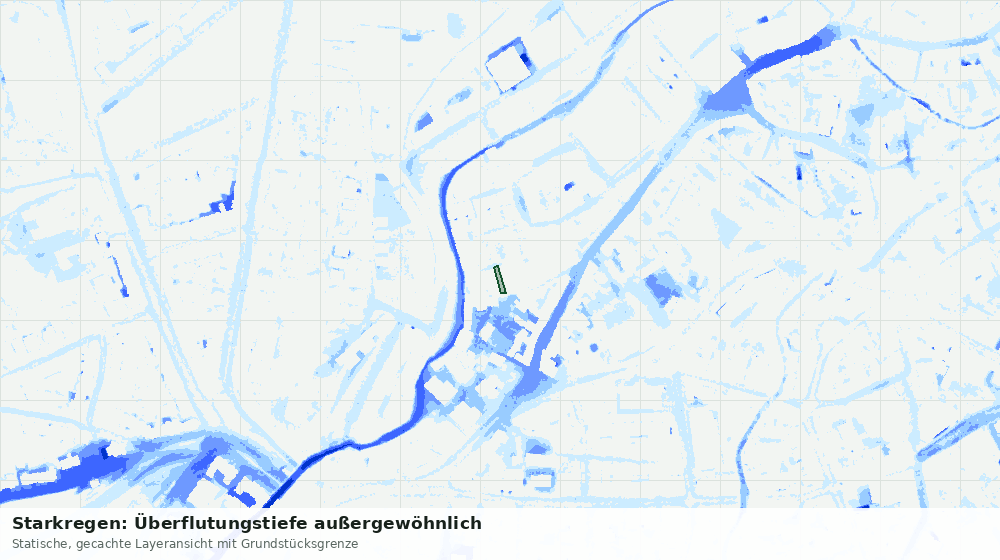 Statische Kartenansicht: Starkregen: Überflutungstiefe außergewöhnlich