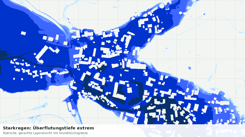 Statische Kartenansicht: Starkregen: Überflutungstiefe extrem