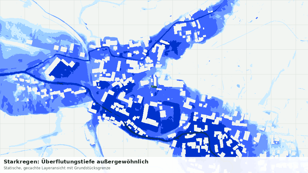Statische Kartenansicht: Starkregen: Überflutungstiefe außergewöhnlich