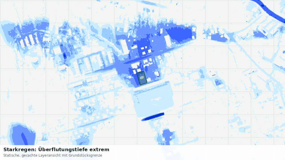 Statische Kartenansicht: Starkregen: Überflutungstiefe extrem