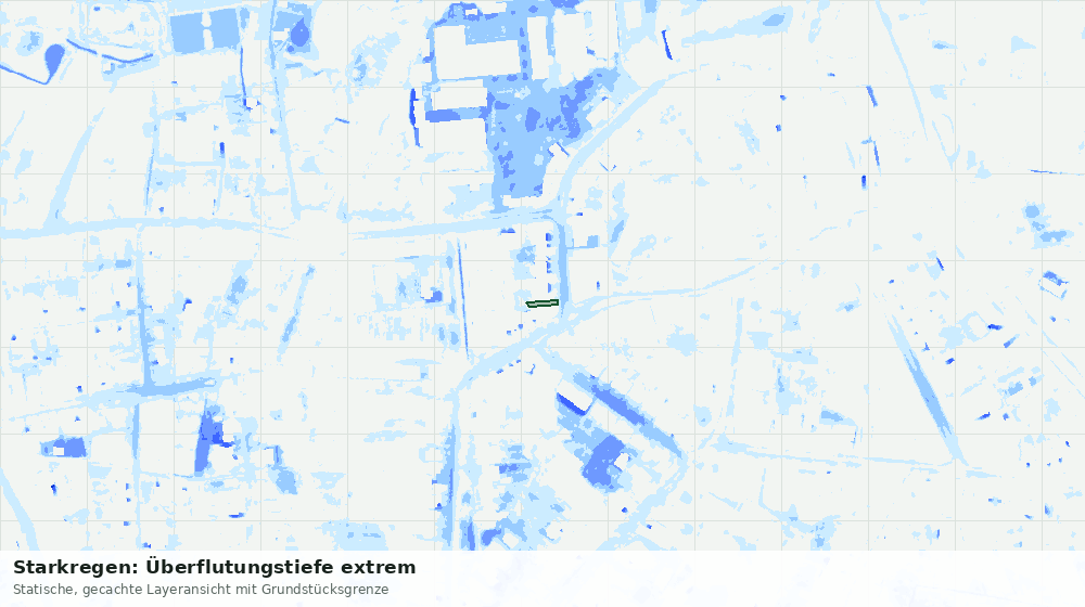 Statische Kartenansicht: Starkregen: Überflutungstiefe extrem