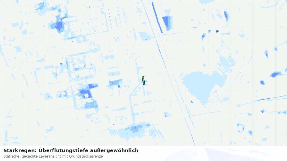 Statische Kartenansicht: Starkregen: Überflutungstiefe außergewöhnlich