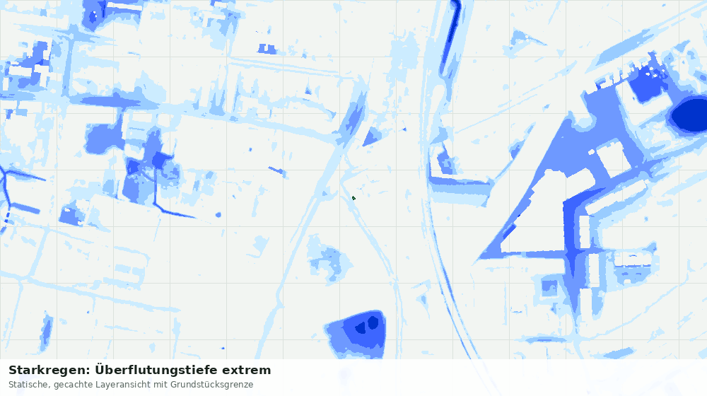 Statische Kartenansicht: Starkregen: Überflutungstiefe extrem
