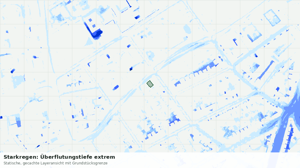 Statische Kartenansicht: Starkregen: Überflutungstiefe extrem