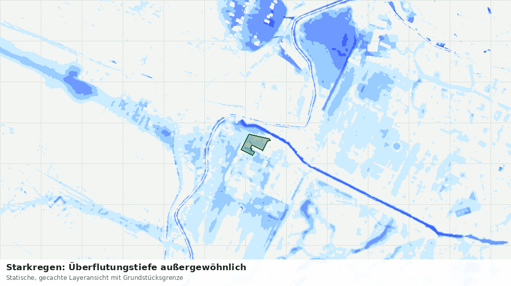 Statische Kartenansicht: Starkregen: Überflutungstiefe außergewöhnlich