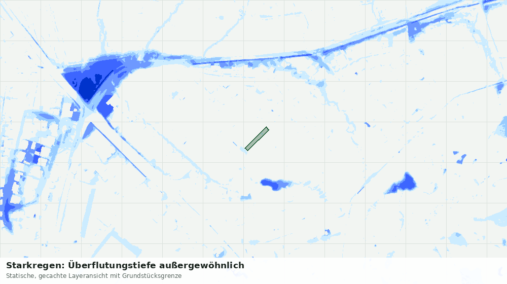Statische Kartenansicht: Starkregen: Überflutungstiefe außergewöhnlich