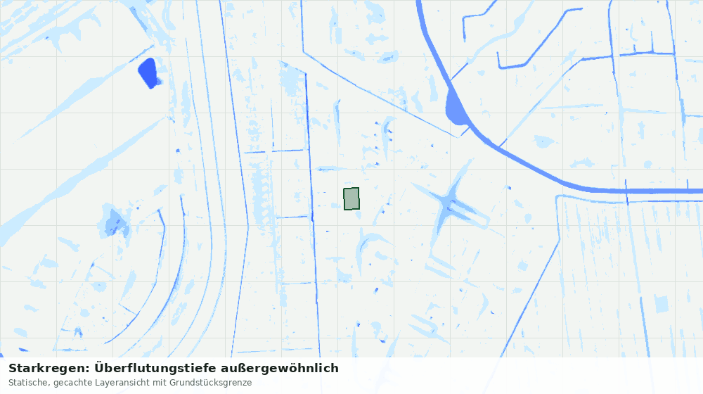 Statische Kartenansicht: Starkregen: Überflutungstiefe außergewöhnlich