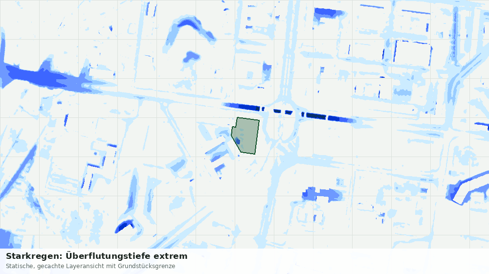 Statische Kartenansicht: Starkregen: Überflutungstiefe extrem
