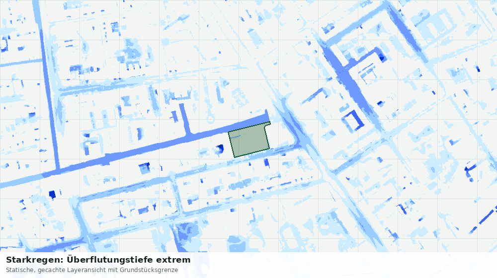 Statische Kartenansicht: Starkregen: Überflutungstiefe extrem