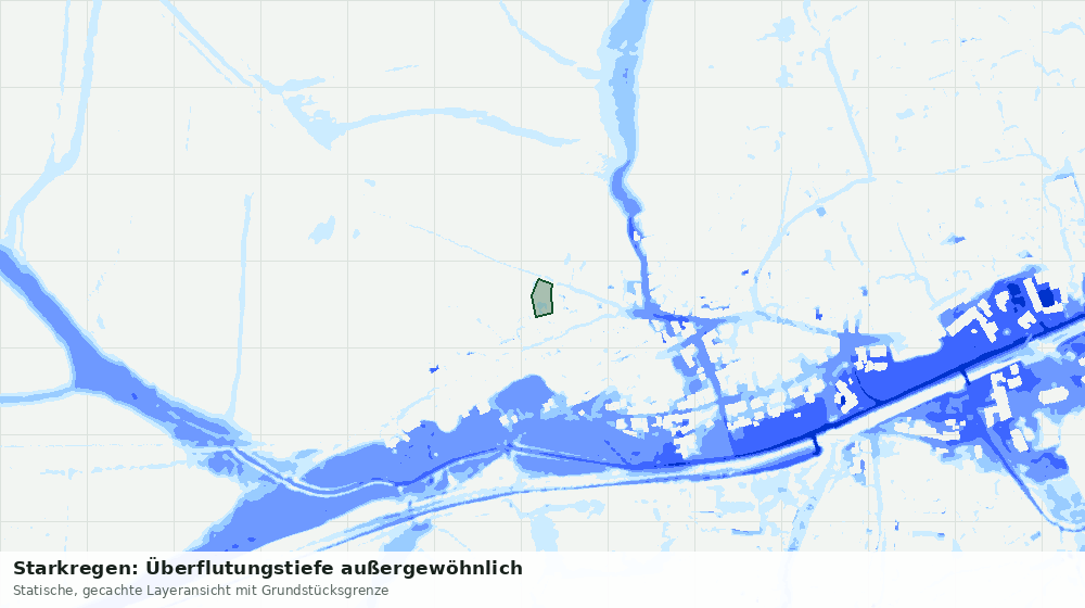 Statische Kartenansicht: Starkregen: Überflutungstiefe außergewöhnlich