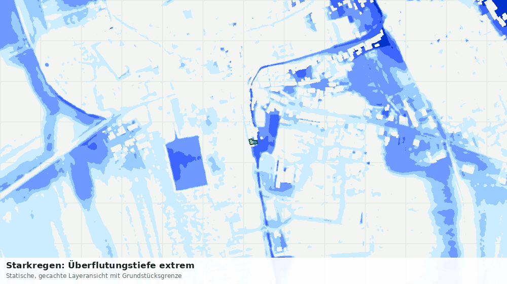 Statische Kartenansicht: Starkregen: Überflutungstiefe extrem