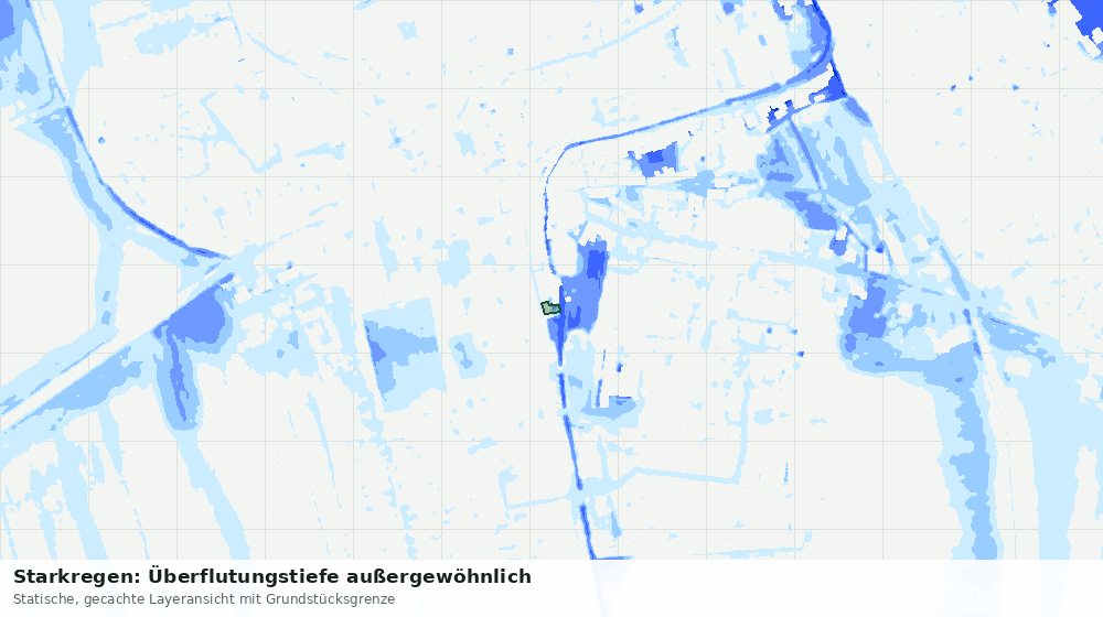Statische Kartenansicht: Starkregen: Überflutungstiefe außergewöhnlich