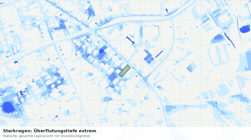 Statische Kartenansicht: Starkregen: Überflutungstiefe extrem