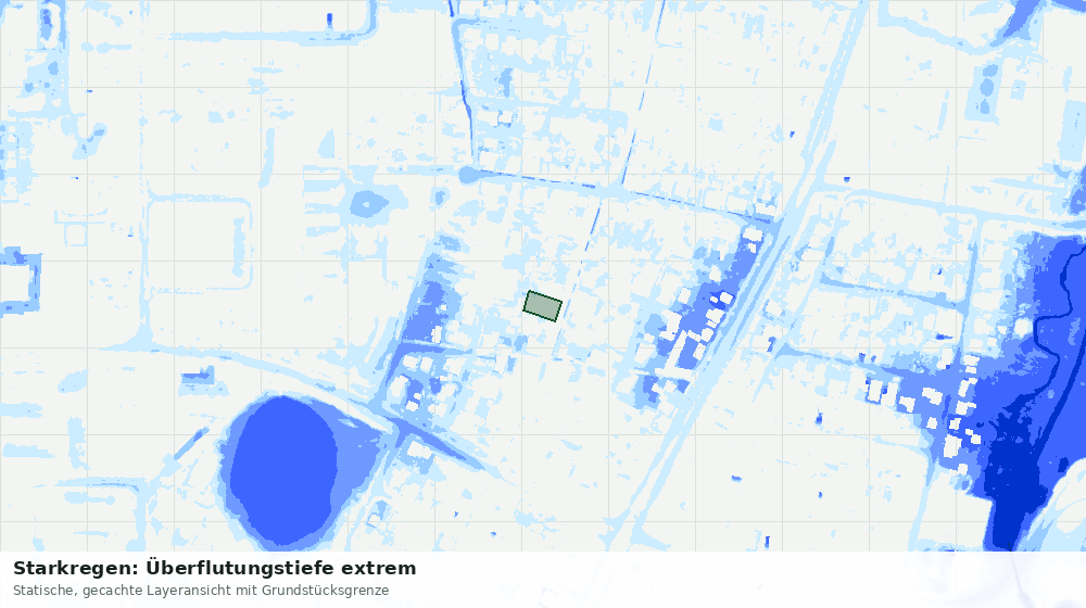 Statische Kartenansicht: Starkregen: Überflutungstiefe extrem