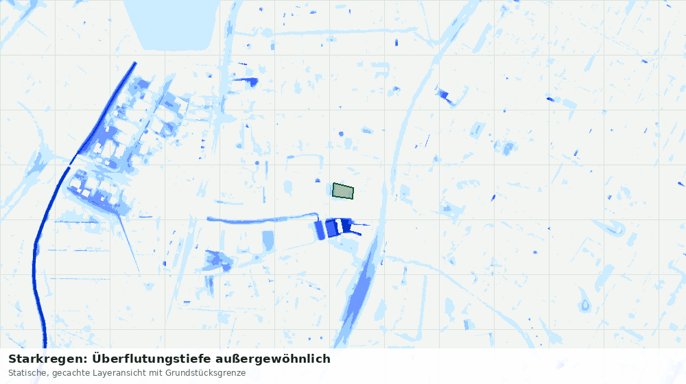 Statische Kartenansicht: Starkregen: Überflutungstiefe außergewöhnlich